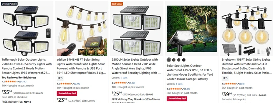 2026 winning products solar powered outdoor lights on amazon